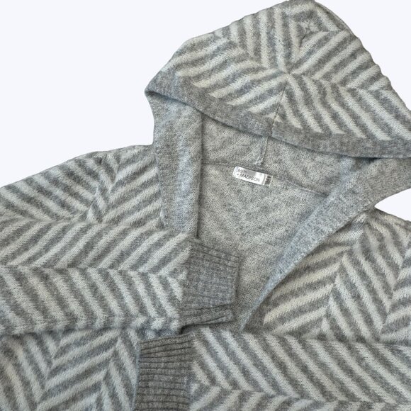 89th. & Madison NWT Women's Open Cardigan Hoodie Size Medium‎ Grey and white - Picture 1 of 9